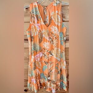 🧡ALL IN LOVE🧡 Tropical Floral Orange Sleeveless Dress